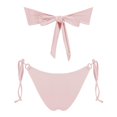 thumbnail image 2 of Women Swimsuits Solid Color Strapless Backless Gathering Separate Bikini Pink Bathing Suit for Women M, 2 of 3