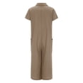 thumbnail image 3 of Womens Solid Color Casual Short Sleeved Medium Length Cotton Linen Shirt Jumpsuit, 3 of 5