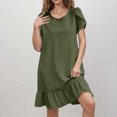 thumbnail image 2 of Liquidation d'Été 2025! Robe pour Femme Grande Taille, Liquidation de Robes d'Été pour Femmes, Robe d'Été pour Femme en Coton et Lin à Manches, Ourlet Volanté, Jupe Longue, 2 of 5