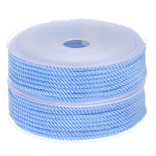 Unique Bargains 2 Pack Twisted Nylon Twine Thread Beading Cord 3mm 7M/23 Feet Extra Strong Braided Nylon String, Blue