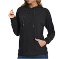 thumbnail image 1 of Swstbby Liquidation d'Automne! Hauts d'Automne pour Femmes Grande Taille, Chandail à Capuche à Manches Longues Col Rond Couleur Unie Noir P, 1 of 4