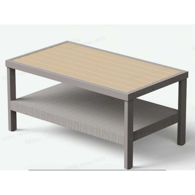 SONGMICS HOME Sencillo Collection - Table Basse, Table de Conversation, Table de Patio, Rectangulaire, avec Rangement, Gris et Beige