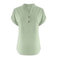 thumbnail image 4 of Enjoytime Womens Button Down Blouse Solid Color V-Neck Short Sleeve Shirt Summer Business Dressy Work Tops, 4 of 7