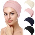 thumbnail image 4 of Bangcool Turban Head Wrap Fashion Unisex Ruffle Beanie Headwrap Hair Cover Wrap Sleep Hat, 4 of 8