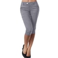 thumbnail image 1 of Timegard Capri Pants for Women Low Waisted Button Skinny Solid Color Leggings Work Pants with Pockets, 1 of 6