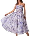 thumbnail image 2 of FcBaudy Robe Camis Sans Manches à Col en V, Robes d'Été pour Femmes, Robes pour Femmes à Bretelles Sans Bretelles en Chiffon Sans Manches Imprimées Robe Botanique Florale Robe Femme, 2 of 5