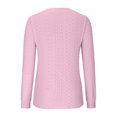 thumbnail image 4 of Timegard Hauts à Oeillets pour Femmes Col Rond Manches Longues Bouffantes T-Shirts Transparents Chic Décontracté Hauts Amples, 4 of 5