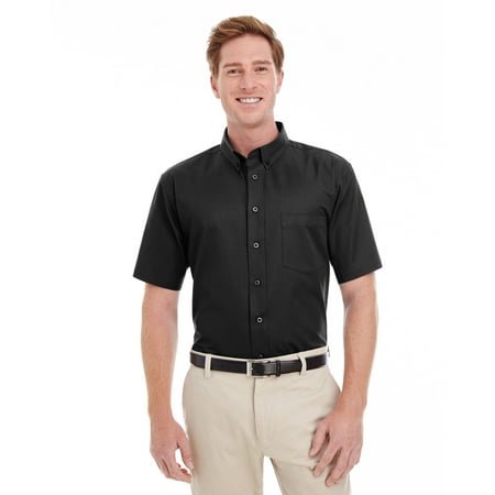 Harriton Chemise en Sergé à Manches Courtes pour Hommes Foundation 100 % Coton avec Teflonâ„¢
