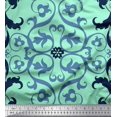 thumbnail image 1 of Soimoi Rayon Crepe Fabric Swirl & Ogee Damask Print Fabric by Yard 46 Inch Wide, 1 of 1