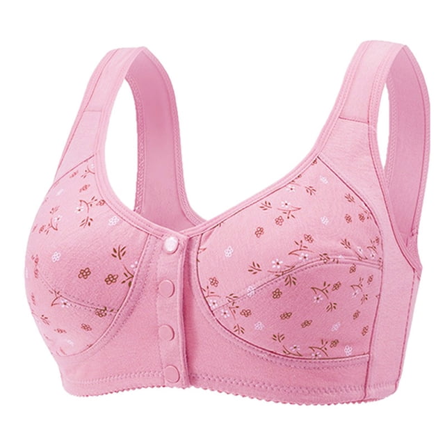 Sentmoon Womens Bras Plus Size No Underwire Nursing Bras Comfort Front Closure with Button Print Lift Seamless Wireless Bras Mom Stylish for Daily Commute Hot Pink XXL