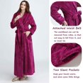thumbnail image 3 of Women's Plush Fleece Robe with Elastic Waist Design Long Warm Solid Bathrobe Dressing Nightgown, 3 of 7