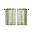 thumbnail image 2 of 2pcs Short Kitchen Curtains Sheer Cafe Curtain for Window Over Sink,Farmhouse Short Tier Curtains Rod Pocket Semi Sheer Half Kitchen Curtain Burlap Light Filtering Thick Linen Drapes for Bathroom, 2 of 9