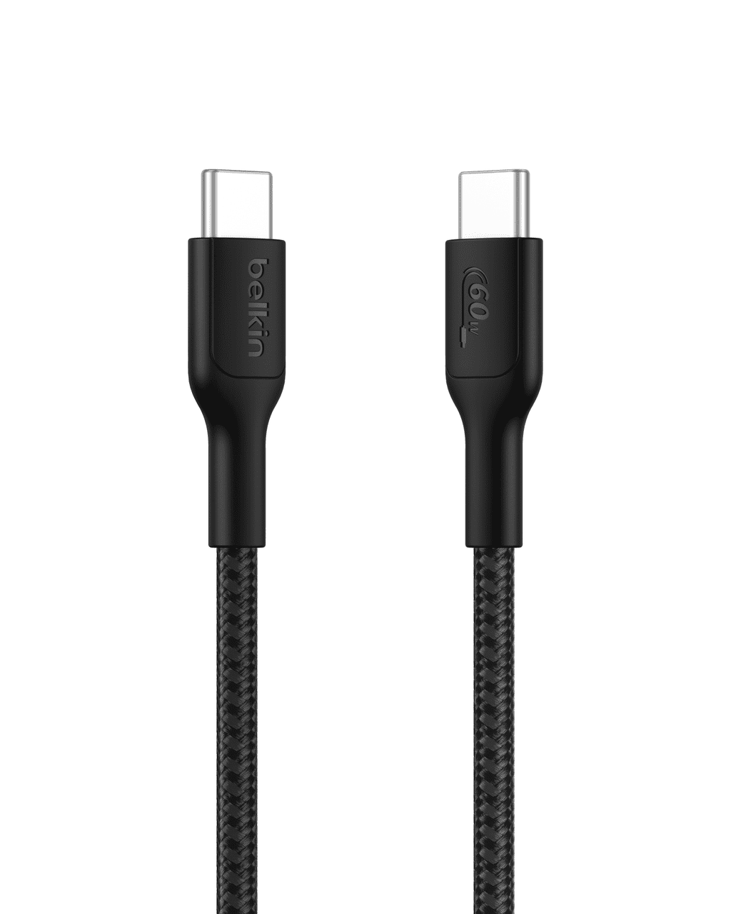 Belkin BoostCharge Braided USB-C to USB-C Cable (1M/3.3ft. 60W) - Soft, Flexible Fast-Charging Cable, Type C Charger Cord for iPhone 16 & 15 Series, Galaxy S25, MacBook, iPad Pro, & More Black USB 2.0