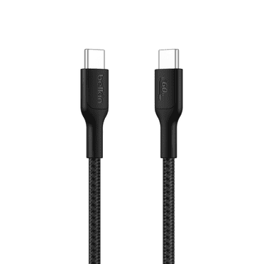 Belkin BoostCharge Braided USB-C to USB-C Cable (1M/3.3ft. 60W) - Soft, Flexible Fast-Charging Cable, Type C Charger Cord for iPhone 16 & 15 Series, Galaxy S25, MacBook, iPad Pro, & More Black USB 2.0