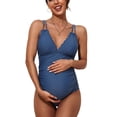 thumbnail image 1 of Maillot une Pièce Froncé sur le Côté pour Maternité, Col en V, Maillot de Bain de Grossesse, Maillot de Bain Modeste, 1 of 1