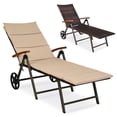 thumbnail image 2 of COSTWAY Folding Outdoor Pool Chaise Lounge Chair Aluminum Rattan Lounger Recliner Chair W/Wheels, 2 of 9