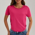 thumbnail image 2 of Yuyuzo Hauts Courts pour Femmes T-Shirts à Manches Courtes Col Rond Hauts de Sortie T-Shirts Unis Hauts, 2 of 7