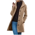 thumbnail image 1 of Pompotops Women's Solid Color Pocket Woollen Coat Recreational Long Sleeve Tops Clearance, 1 of 6