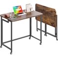 thumbnail image 4 of Mobile Small Rolling Computer Desk  Folding Laptop Cart Table with Wheels  Portable Office Desk for Small Space Couch Bed - Rustic  and, 4 of 6