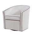 thumbnail image 2 of Keely  Cream Velvet with Contrasting Brown Welt Barrel Swivel Chair, 2 of 7