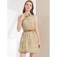 thumbnail image 3 of INSPIRE CHIC Robe Sans Manches à Imprimé pour Femme à Demi-Patte de Boutonnage avec Ceinture, 3 of 6