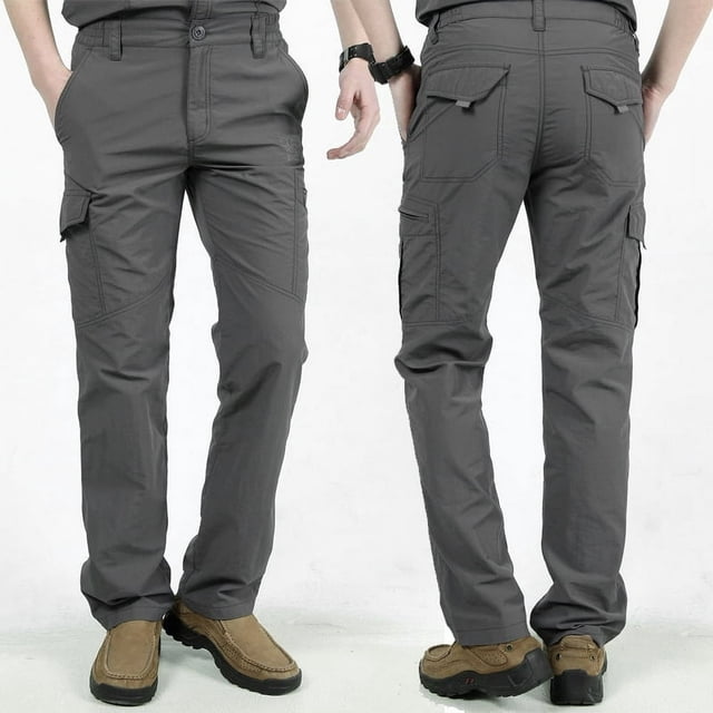 Pantalon Cargo Multi-Poches pour Hommes Escalade Randonnée Séchage Rapide pour Extérieur Été (Gris m)