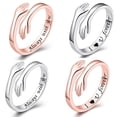 thumbnail image 2 of PENGXIANG Hug Ring for Women Rose Gold and Silver Adjustable Alloy Inner Ring Lettering Couple Simple Ring Jewelry, 2 of 6