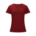 thumbnail image 4 of Plebaso Women's Basic T Shirts Ribbed High Neck Slim Tee Shirts Short Sleeve Casual Solid Color Tshirts, 4 of 6