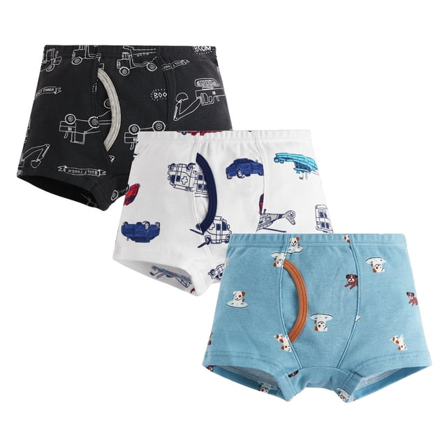 MIASHUI Boys Boxer Shorts Cotton Dinosaur Pattern Boxer Brief Underwear 3 Pack,Purple,5-6 Years