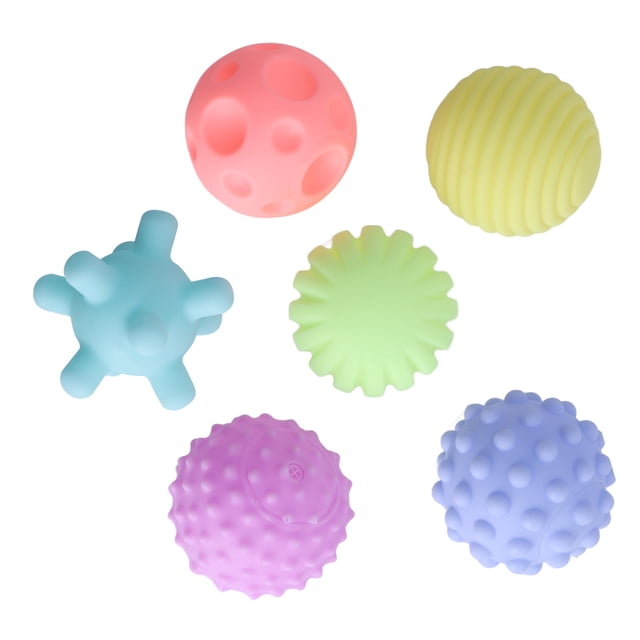 Baby Sensory Ball, Elastic Funny Soft Textured Ball Set 6pcs Portable For Toddler For Home Multicolor,Warm Color