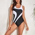 thumbnail image 4 of UPPADA Womens One Piece Swimsuits Athletic Training Swimwear Plus Size Bathing Suits Ruched Color Block Print Swimsuits Criss-Cross Back Crew Neck Athletic Training Swimwear Clearance White,Xxl, 4 of 8
