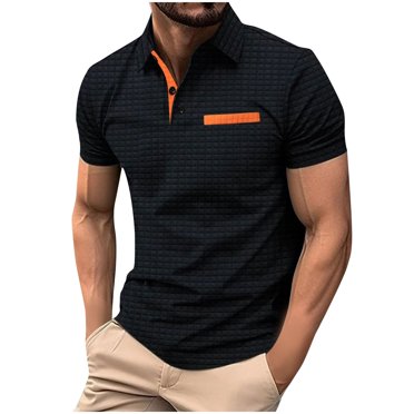 EGNMCR T-Shirts pour Homme Chemise à Pois Dégradés à Col à Revers à Boutons Sport à Manches Courtes à Col à Revers Haut Chemise Cadeaux pour Hommes