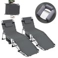 thumbnail image 1 of Costway 2 PCS Outdoor Folding Chaise 4-Position Lounge Chair with Adjustable Footrest Gray, 1 of 8