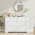 thumbnail image 2 of Commode en Bois à 6 Tiroirs, Garde-Robe Moderne Haute avec Rangement Profond, Grande Commode à Tiroirs avec Dessus Grand, Longue Commode de Rangement pour Chambre, Salon, Couloir, Chambre d'Enfant, Blanc, 2 of 3