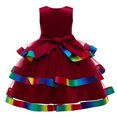 thumbnail image 4 of B91xZ Vêtements d'Été pour Fille Robe Midi Décontractée à Manches Volantées, Vin 5-6 Ans, 4 of 5
