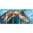 thumbnail image 2 of Cheval Brun sur Aquarelle Bleue - Impression d'Art Abstrait sur Toile, 2 of 3
