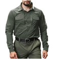thumbnail image 2 of RXIRUCGD Blouse pour Homme, Mode Décontractée, Couleur Unie, Boutons, Poches, Manches Longues, Col Rabattu, Vert, Taille : M, 2 of 6