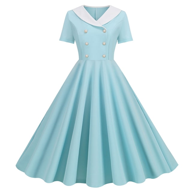 B91xZ Robe Maxi Taille Haute pour Femmes Manches Courtes Mini Robe Col à Revers Ceinturée Veste d'Été Décontractée avec Poches, Bleu m