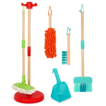 Ensemble de nettoyage en plastique Sweep & Clean avec balai, brosse, plumeau et balayeuse – jouet pour tout-petits et enfants d’âge préscolaire par Battat