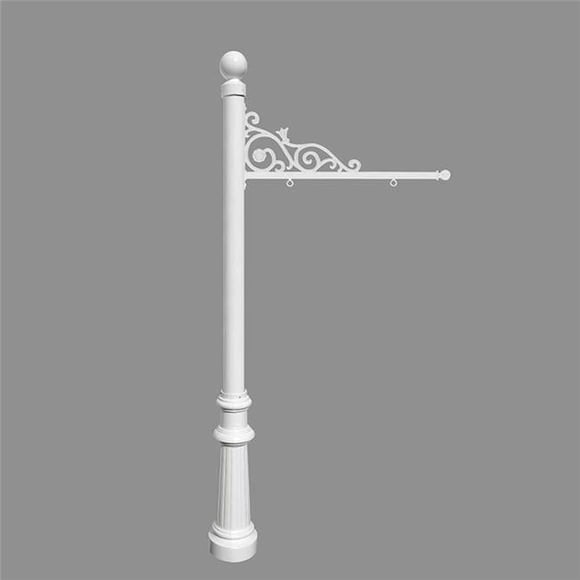5 in. Prestige Real Estate Sign System with Ball Finial & Fluted Base - White Color