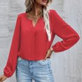 thumbnail image 2 of XZNGL Womens Long Sleeve Tops and Blouses Womens Satin Socket V-Neck Solid-Color Commute Long Sleeve Blouses Shirt Tops Womens Tops and Blouses Womens Blouses Long Sleeve, 2 of 8