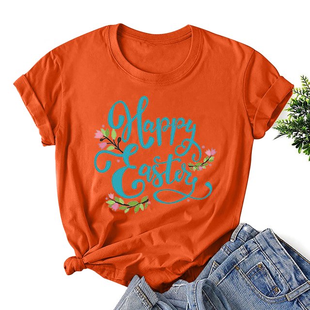 EGNMCR Easter Print Chemises Pour les Femmes Graphiques Tees Chemises Pour les Femmes Pâques Imprimé Col Rond Manches Courtes T-shirt Ample Top Tshirt Pour les Femmes sur l'Autorisation