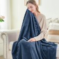 thumbnail image 3 of BEDELITE Fleece Blanket Queen Size - 3D Ribbed Jacquard Soft and Warm Decorative Fuzzy Blankets - Cozy Fluffy Plush Lightweight Throw Blankets for Couch Bed Sofa(Navy Blue 90x90 inches), 3 of 5