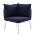 thumbnail image 3 of Modway Chaise d'Angle de Patio Extérieur en Aluminium, Blanc/bleu Marine, 3 of 6