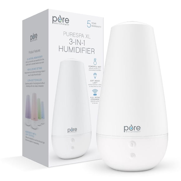 Pure Enrichment 3-in-1 Whisper-Quiet Humidifier - Color Changing Night Light, & Essential Oil Diffuser