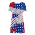 thumbnail image 4 of LNGOOR Robes d'Été de Jour de l'Indépendance pour les Femmes à Manches Courtes Étoiles Rayures Imprimées Casual Col Rond une-Ligne Mini Robe, 4 of 5