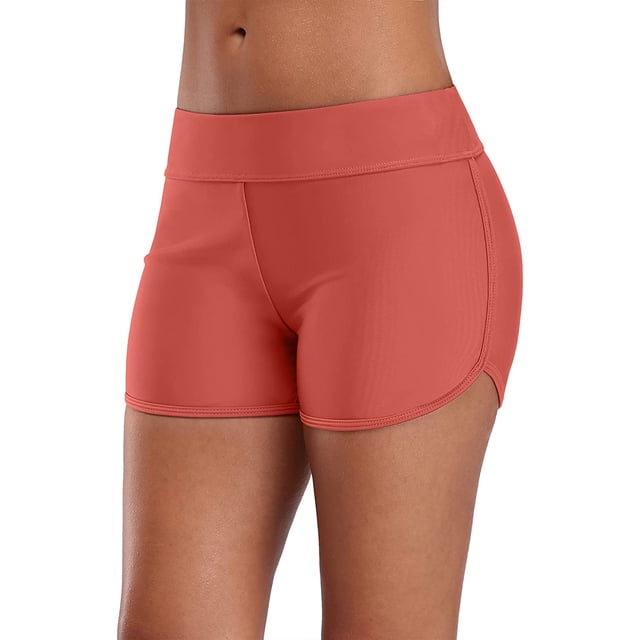 Shorts de Bain Sportifs pour Femmes, Shorts de Planche Unis, Bas de Maillot Boyleg
