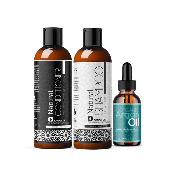Morgan Cosmetics Argan Oil, Argan Sulfate Free Shampoo & Argan Natural Conditioner Haircare Set