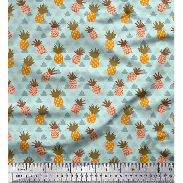 Soimoi Viscose Chiffon Fabric Tree & Pine Fruits Print Fabric by Yard 42 Inch Wide
