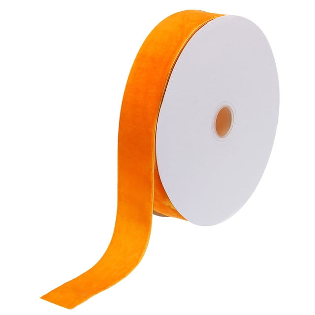Unique Bargains Velvet Ribbon 1 1/2 Inch x 25 Yard Single Face Spool Silky DIY Crafts Gift Wrapping Bow Decoration Orange